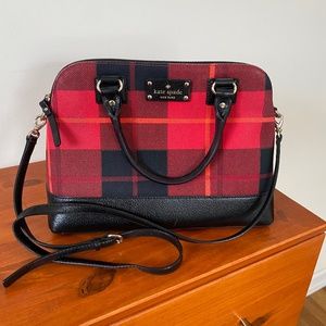 Kate Spade Wellesley Plaid Small Rachelle Satchel, Red Plaid